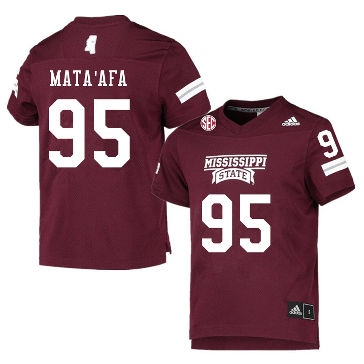 Men #95 Matai Mata'afa Mississippi State Bulldogs College Football Jerseys Sale-Maroon